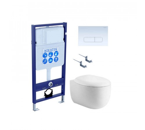 SET AQUATEK АЛЬТАИР-013 4в1 (рама AQUATEK Standard INS-0000012 + крепеж KKI-0000002 + клавиша KDI-0000013 + унитаз АЛЬТАИР AQ1980-00 с тонким сиденьем soft-close)