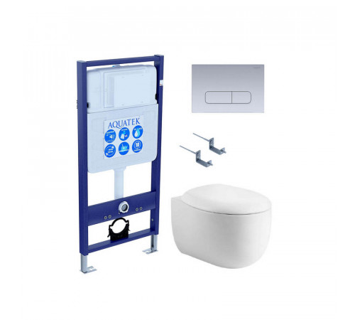 SET AQUATEK АЛЬТАИР-014 4в1 (рама AQUATEK Standard INS-0000012 + крепеж KKI-0000002 + клавиша KDI-0000014 + унитаз АЛЬТАИР AQ1980-00 с тонким сиденьем soft-close)