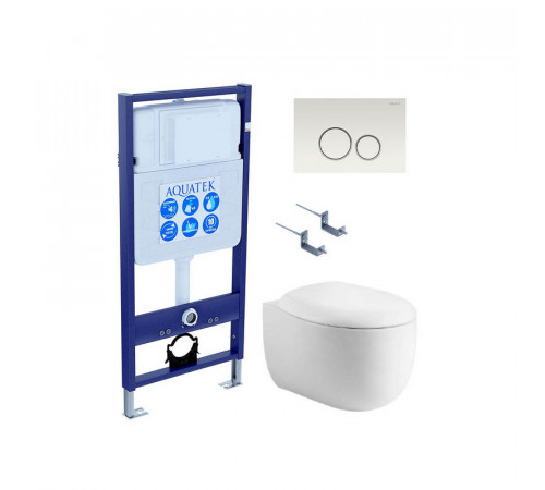 SET AQUATEK АЛЬТАИР-015 4в1 (рама AQUATEK Standard INS-0000012 + крепеж KKI-0000002 + клавиша KDI-0000015 + унитаз АЛЬТАИР AQ1980-00 с тонким сиденьем soft-close)