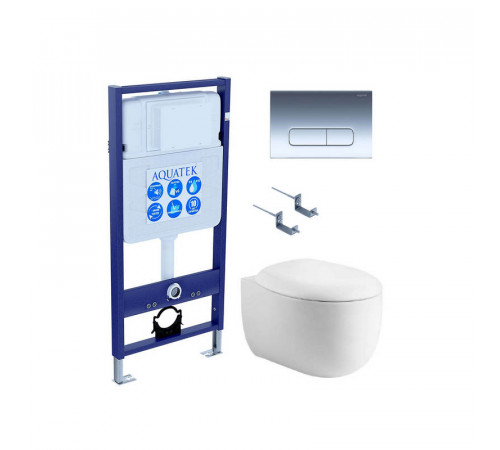 SET AQUATEK АЛЬТАИР-016 4в1 (рама AQUATEK Standard INS-0000012 + крепеж KKI-0000002 + клавиша KDI-0000016 + унитаз АЛЬТАИР AQ1980-00 с тонким сиденьем soft-close)
