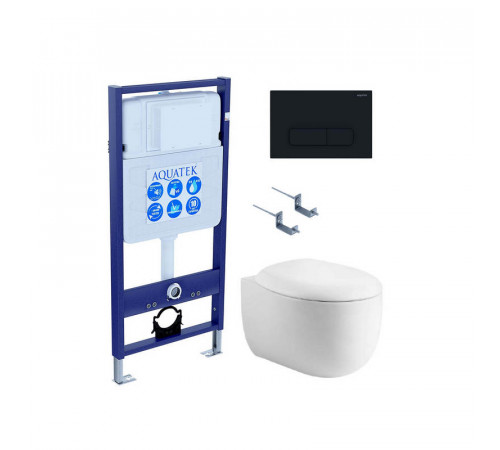 SET AQUATEK АЛЬТАИР-017 4в1 (рама AQUATEK Standard INS-0000012 + крепеж KKI-0000002 + клавиша KDI-0000017 + унитаз АЛЬТАИР AQ1980-00 с тонким сиденьем soft-close)