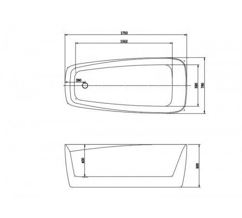 Ванна отдельностоящая AQUATEK AQ-190778 ПАОЛА, 170х78х60 см