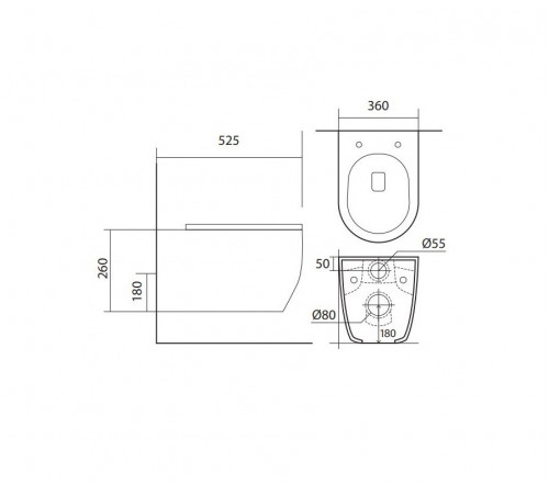 Унитаз подвесной безободковый Aquatek ЕВРОПА AQ1106L-00 525*360*260 с сиденьем Soft Close