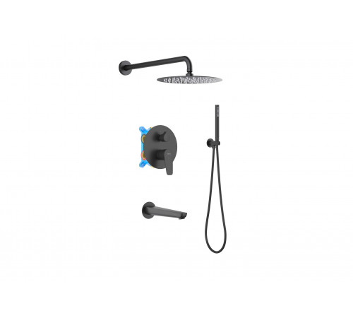 Set 4 в 1 душевой комплект AQUATEK, матовый черный AQ1173MB Бетта