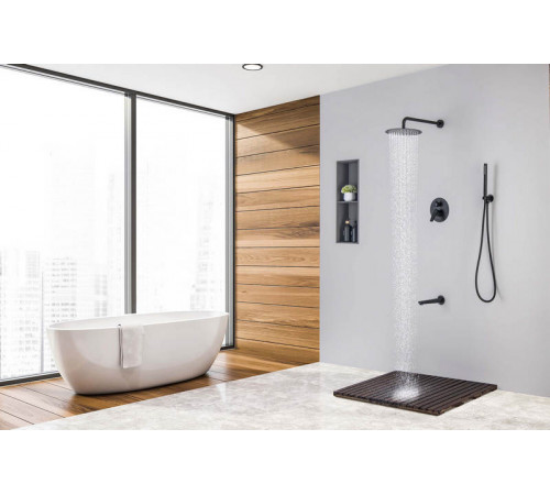 Set 4 в 1 душевой комплект AQUATEK, матовый черный AQ1173MB Бетта