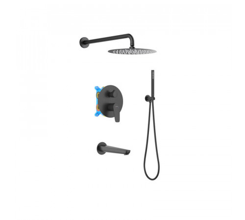 Set 4 в 1 душевой комплект AQUATEK, матовый черный AQ1173MB Бетта