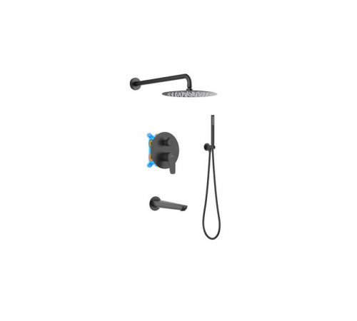 Set 4 в 1 душевой комплект AQUATEK, матовый черный AQ1173MB Бетта