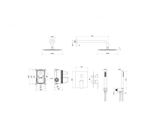 Set 3 в 1 душевой комплект AQUATEK AQ1272CR Оберон