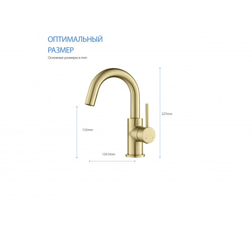 Смеситель для раковины, без донного клапана AQUATEK, шлиф.золото AQ1307BG Европа
