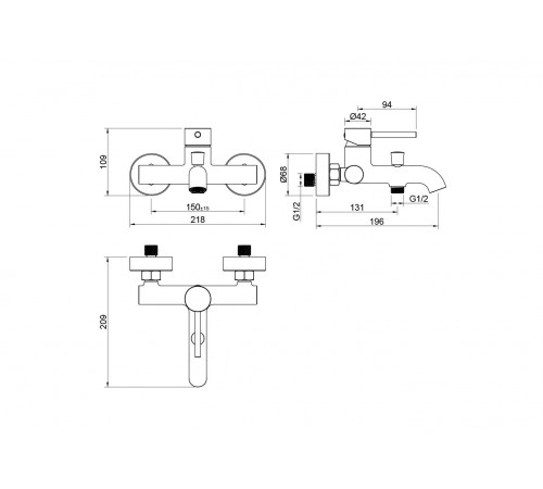 Смеситель для ванны AQUATEK AQ1340CR Европа