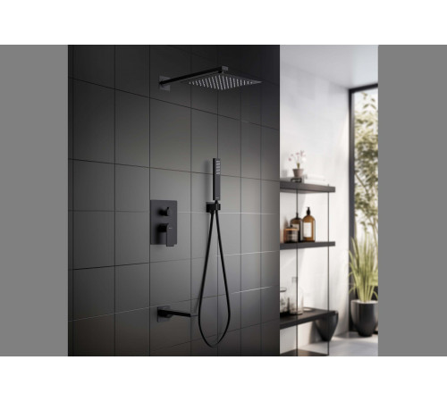 Set 4 в 1 душевой комплект AQUATEK, матовый черный AQ1473MB Лира