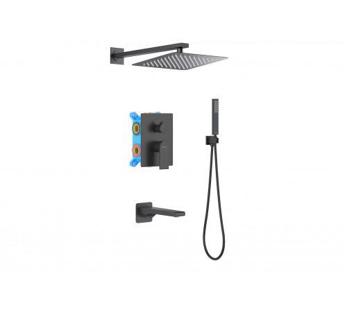 Set 4 в 1 душевой комплект AQUATEK, матовый черный AQ1473MB Лира