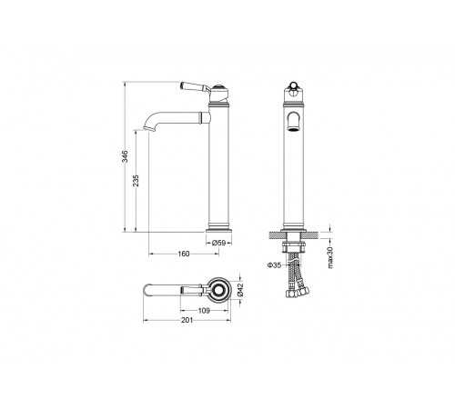 Смеситель для раковины 235, без донного клапана AQUATEK AQ1504CR Классик