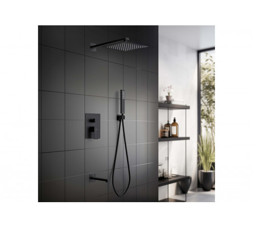 Set 4 в 1 душевой комплект AQUATEK, матовый черный AQ1673MB Либра