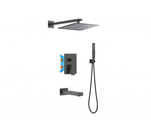 Set 4 в 1 душевой комплект AQUATEK, матовый черный AQ1673MB Либра
