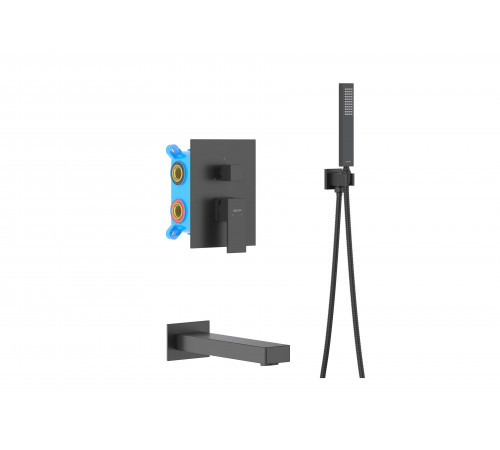 Set 4 в 1 душевой комплект AQUATEK, матовый черный AQ1673MB Либра