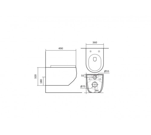 Унитаз подвесной безободковый Aquatek ЕВРОПА AQ1900T-00 490*360*320 с сиденьем Soft Close