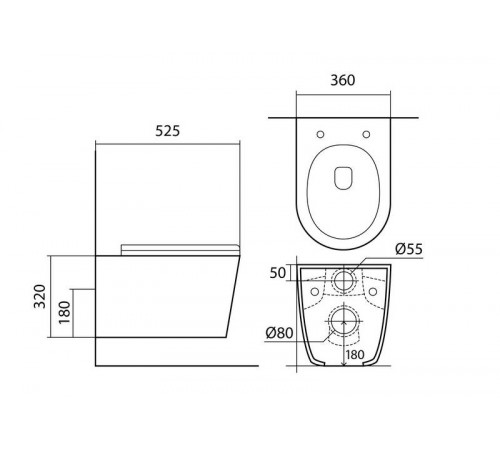 Set AQUATEK ВЕГА (рама AQUATEK Standard INS-0000012 с звукоиз.прокладкой + крепеж KKI-0000002 + кнопка KDI-0000010 + унитаз ВЕГА AQ1905-00 с крышкой-сиденьем soft-close)