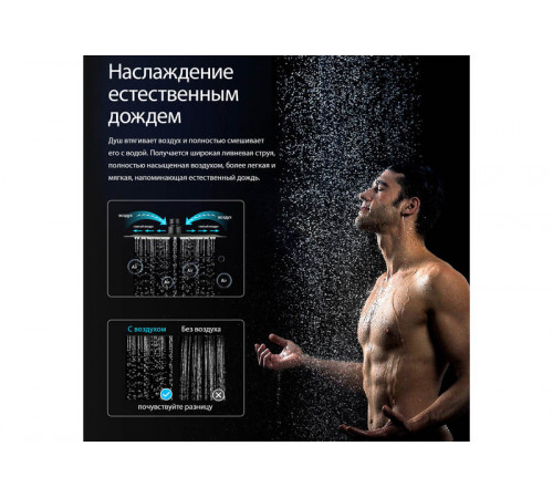 Квадратный верхний душ 300*300*2 мм AQUATEK, матовый черный AQ2074MB