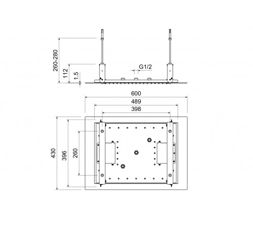 Верхний душ 600*430 мм, 3 jet (внешняя и скрытая часть) AQUATEK AQ2083CR