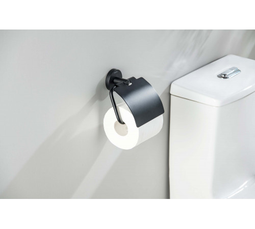 Бумагодержатель с крышкой AQUATEK, матовый черный AQ4209MB Оберон