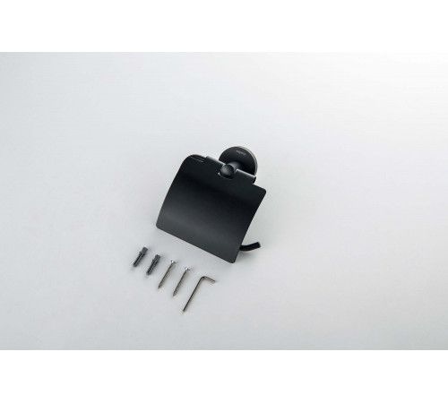 Бумагодержатель с крышкой AQUATEK, матовый черный AQ4209MB Оберон