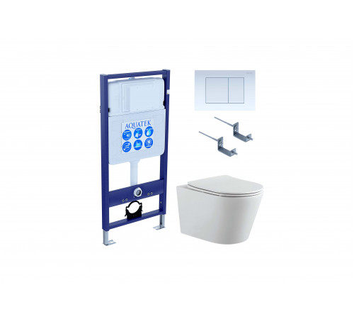 Set AQUATEK ВЕГА (рама AQUATEK Standard INS-0000012 с звукоиз.прокладкой + крепеж KKI-0000002 + кнопка KDI-0000009 + унитаз ВЕГА AQ1905-00 с крышкой-сиденьем soft-close)