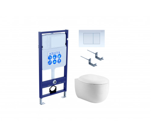 Set AQUATEK АЛЬТАИР (рама AQUATEK Standard INS-0000012 с звукоиз.прокладкой + крепеж KKI-0000002 + кнопка KDI-0000009 + унитаз АЛЬТАИР AQ1980-00 с крышкой-сиденьем soft-close)