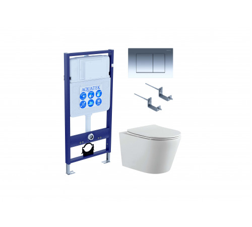 Set AQUATEK ВЕГА (рама AQUATEK Standard INS-0000012 с звукоиз.прокладкой + крепеж KKI-0000002 + кнопка KDI-0000010 + унитаз ВЕГА AQ1905-00 с крышкой-сиденьем soft-close)
