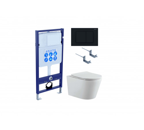 Set AQUATEK ВЕГА (рама AQUATEK Standard INS-0000012 с звукоиз.прокладкой + крепеж KKI-0000002 + кнопка KDI-0000012 + унитаз ВЕГА AQ1905-00 с крышкой-сиденьем soft-close)