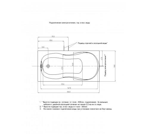Акриловая ванна Aquatek Мартиника 180x90 прямоугольная, универсальная, с каркасом и экраном, без гидромассажа