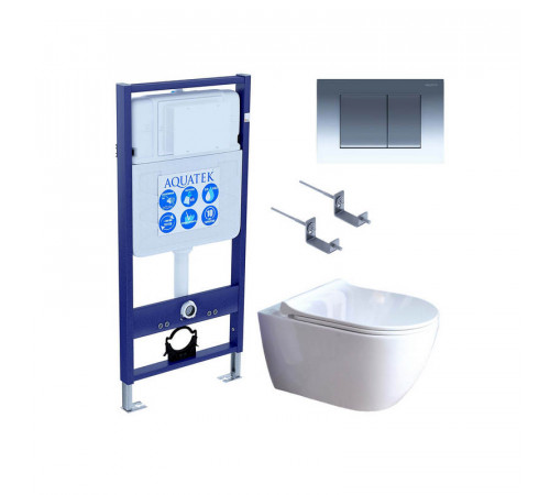 SET AQUATEK ПОЛАРИС (рама AQUATEK Standard INS-0000012 + унитаз ПОЛАРИС AQ0700-01 с тонким сиденьем soft-close + крепеж KKI-0000002 + панель KDI-0000010)