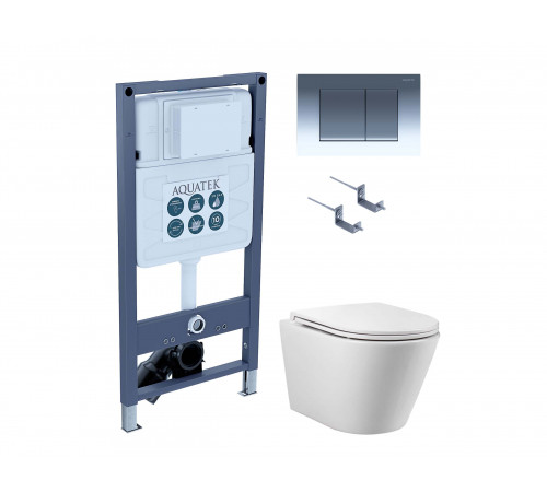 SET AQUATEK ВЕГА T PNS002 (рама AQUATEK INSP-0000001 с клавишей PNS-0000002 и крепежом KKI-0000002 + унитаз-компакт AQ1904T-00 TORNADO)