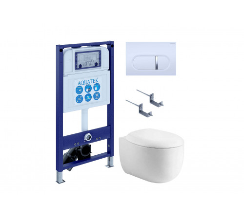 SET AQUATEK АЛЬТАИР cm-042 4в1 (рама AQUATEK INS-0000025 + крепление KKI-0000002 + кнопка KDI-0000042 + унитаз AQ1980-00 + тонкое сиденье soft-close)