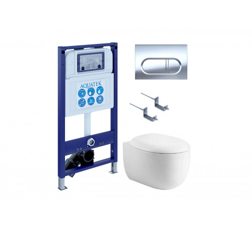 SET AQUATEK АЛЬТАИР cm-043 4в1 (рама AQUATEK INS-0000025 + крепление KKI-0000002 + кнопка KDI-0000043 + унитаз AQ1980-00 + тонкое сиденье soft-close)