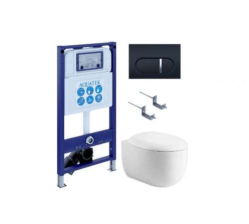 SET AQUATEK АЛЬТАИР cm-045 4в1 (рама AQUATEK INS-0000025 + крепление KKI-0000002 + кнопка KDI-0000045 + унитаз AQ1980-00 + тонкое сиденье soft-close)
