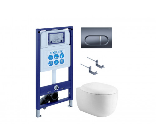 SET AQUATEK АЛЬТАИР cm-050 4в1 (рама AQUATEK INS-0000025 + крепление KKI-0000002 + кнопка KDI-0000050 + унитаз AQ1980-00 + тонкое сиденье soft-close)