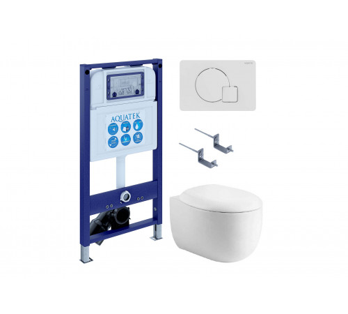 SET AQUATEK АЛЬТАИР cm-066 4в1 (рама AQUATEK INS-0000025 + крепление KKI-0000002 + кнопка KDI-0000066 + унитаз AQ1980-00 + тонкое сиденье soft-close)