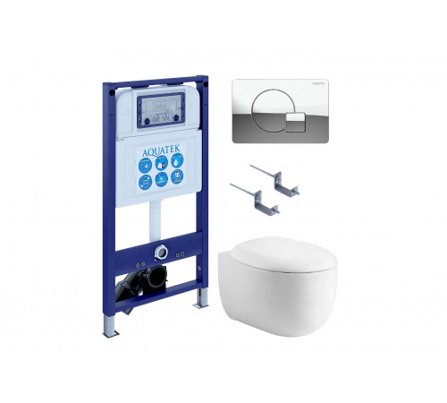 SET AQUATEK АЛЬТАИР cm-067 4в1 (рама AQUATEK INS-0000025 + крепление KKI-0000002 + кнопка KDI-0000067 + унитаз AQ1980-00 + тонкое сиденье soft-close)