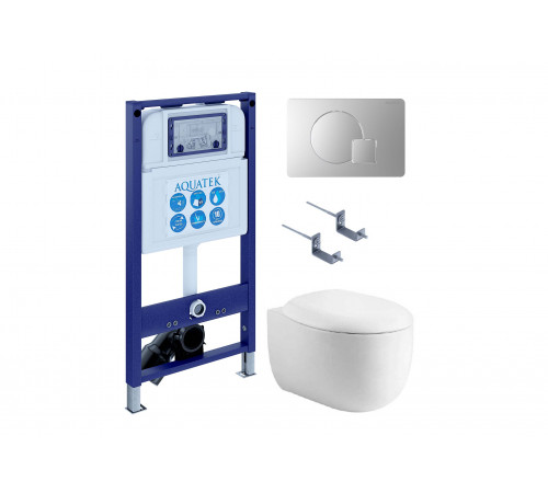 SET AQUATEK АЛЬТАИР cm-068 4в1 (рама AQUATEK INS-0000025 + крепление KKI-0000002 + кнопка KDI-0000068 + унитаз AQ1980-00 + тонкое сиденье soft-close)