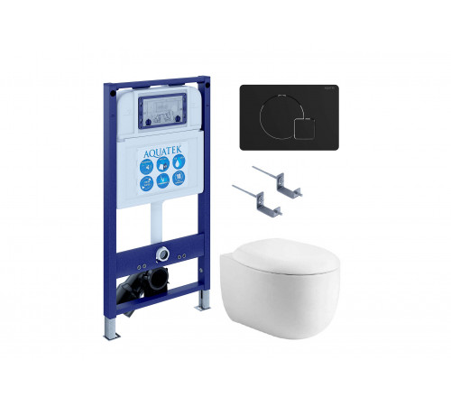 SET AQUATEK АЛЬТАИР cm-069 4в1 (рама AQUATEK INS-0000025 + крепление KKI-0000002 + кнопка KDI-0000069 + унитаз AQ1980-00 + тонкое сиденье soft-close)