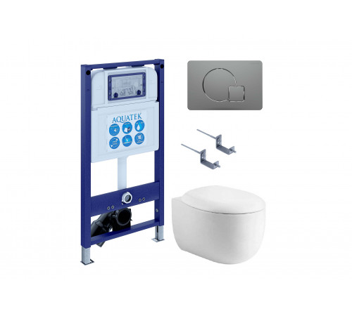 SET AQUATEK АЛЬТАИР cm-070 4в1 (рама AQUATEK INS-0000025 + крепление KKI-0000002 + кнопка KDI-0000070 + унитаз AQ1980-00 + тонкое сиденье soft-close)
