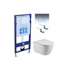 SET AQUATEK БЕТТА KDI18 (рама AQUATEK Standard INS-0000012 с клавишей KDI-0000018 и крепежом KKI-0000002 + унитаз БЕТТА AQ1253W-00 с тонким сиденьем soft