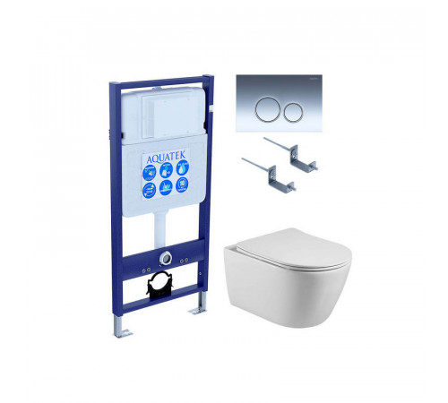 SET AQUATEK БЕТТА KDI18 (рама AQUATEK Standard INS-0000012 с клавишей KDI-0000018 и крепежом KKI-0000002 + унитаз БЕТТА AQ1253W-00 с тонким сиденьем soft