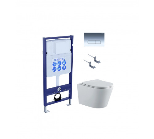 SET AQUATEK ВЕГА-1905-016 (рама AQUATEK Standard INS-0000012 с клавишей KDI-0000016 и крепежом KKI-0000002 + унитаз ВЕГА AQ1905-00 с тонким сиденьем sc)