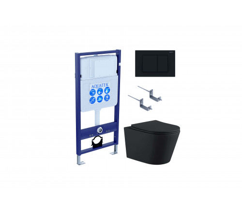 Set AQUATEK ВЕГА (рама AQUATEK Standard INS-0000012 с звукоиз.прокладкой + крепеж KKI-0000002 + кнопка KDI-0000012 + унитаз ВЕГА AQ1905-MB с крышкой-сиденьем)