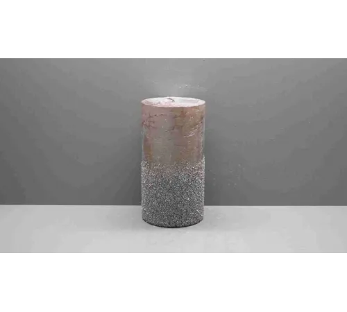 Свеча-столбик с глиттером, H13xD7см, коричневый
