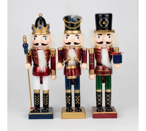 Сувенир Щелкунчик (дерево), Н25,5х7,5х7,5см, в асс., красный