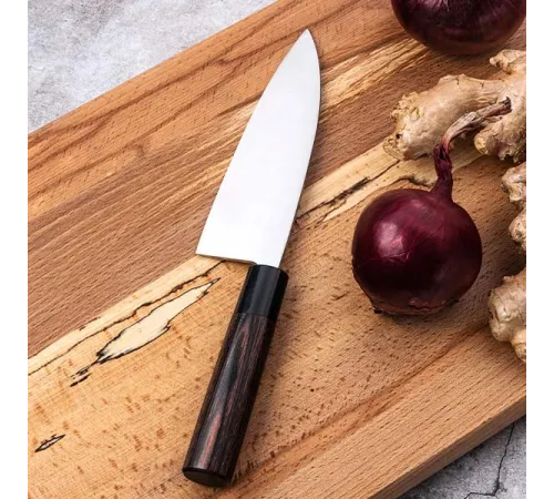 Нож кухонный «Нара» односторонняя заточк сталь нерж.,дерево ,L=285/150,B=49мм металлич.,тем.дерево