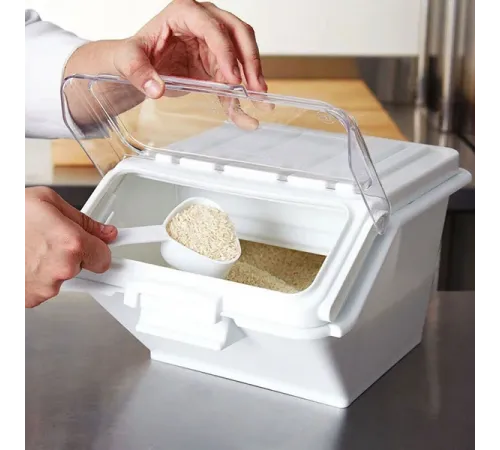 Контейнер для хранения сыпучих продуктов с крышкой и совком полипроп. 10л ,H=21,5,L=38,B=30см белый